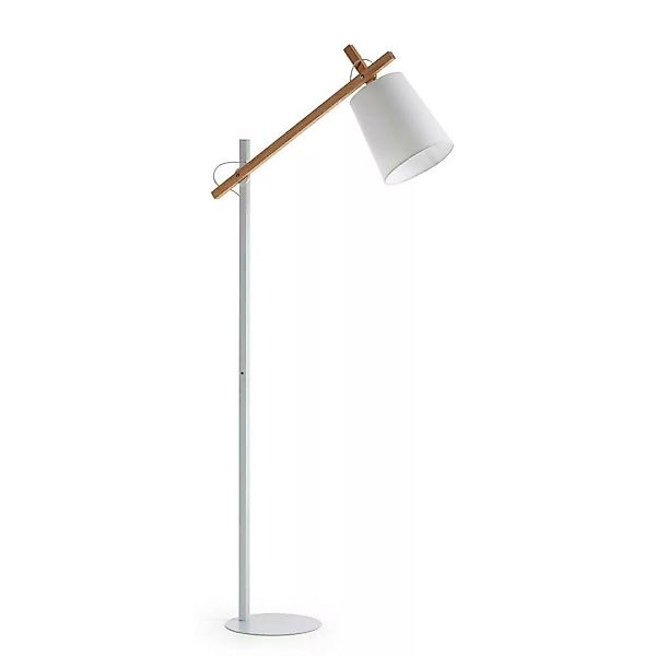 Stehlampe aus Stahl und Buche Massivholz Weiß günstig online kaufen