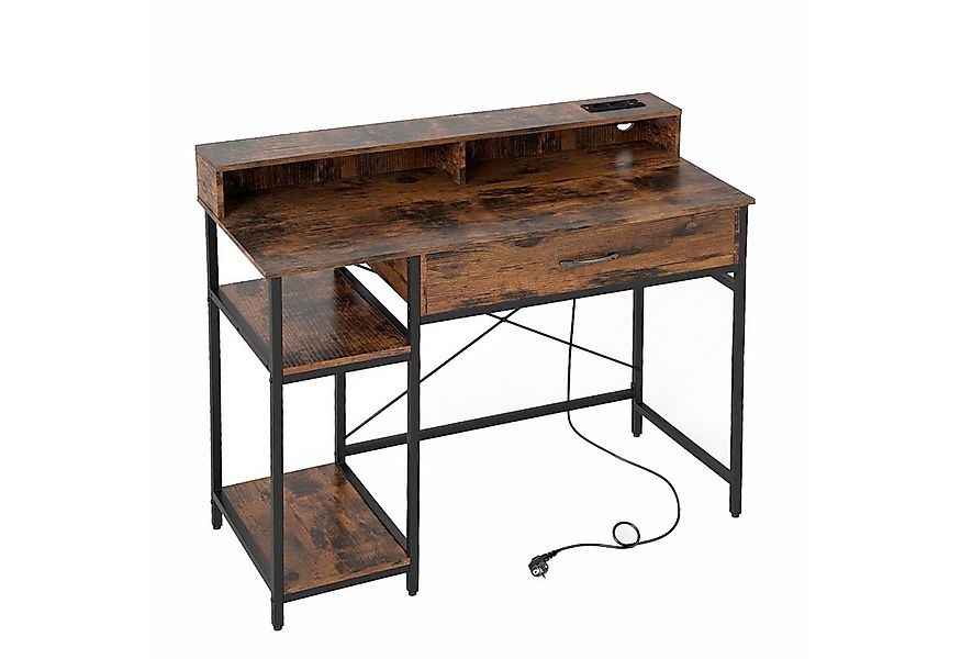 KOMFOTTEU Schreibtisch, Computertisch mit abnehmbaren Regal, integrierter L günstig online kaufen