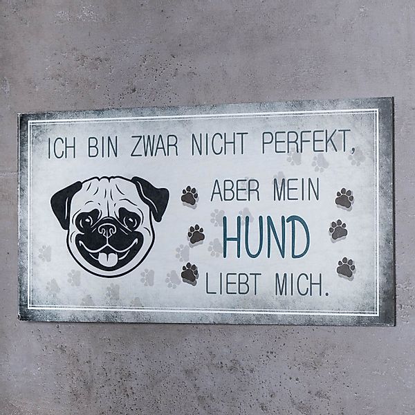Levandeo® Wandbild, Wandbild 40x20cm Hund Spruch günstig online kaufen