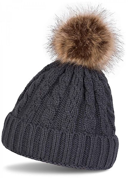 styleBREAKER Bommelmütze Strickmütze mit Zopfmuster & günstig online kaufen