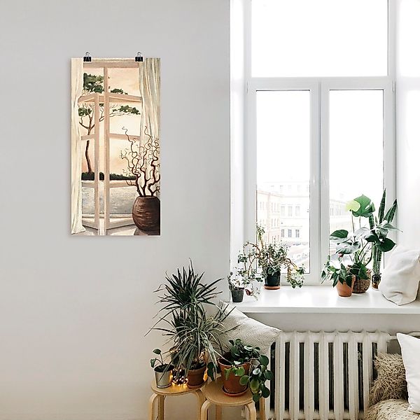 Artland Wandbild "Fensterbild Toskanischer Sonnenuntergang", Fensterblick, günstig online kaufen