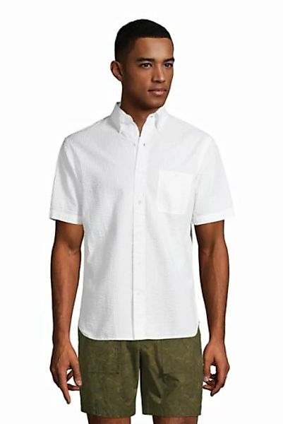 Seersucker-Kurzarmhemd, Classic Fit, Tall, Herren, Größe: XL Tall, Weiß, by günstig online kaufen