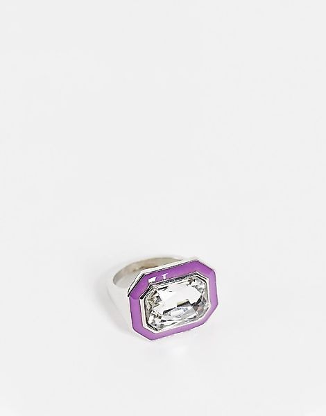 Topshop – Auffälliger Kristall-Ring in Silber mit Stein in Lila günstig online kaufen