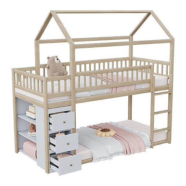 HAUSS SPOLE Etagenbett 90x200cm Kinderbett mit Aufbewahrungskommode, Regale günstig online kaufen