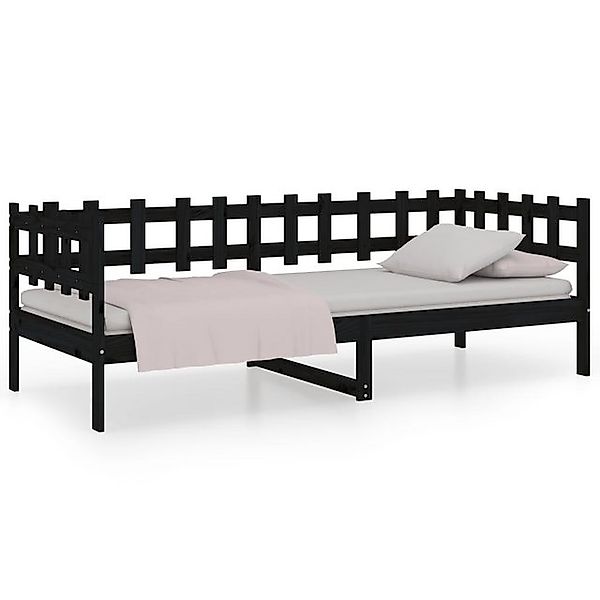 vidaXL Bett, Tagesbett Schwarz 90x200 cm Massivholz Kiefer günstig online kaufen