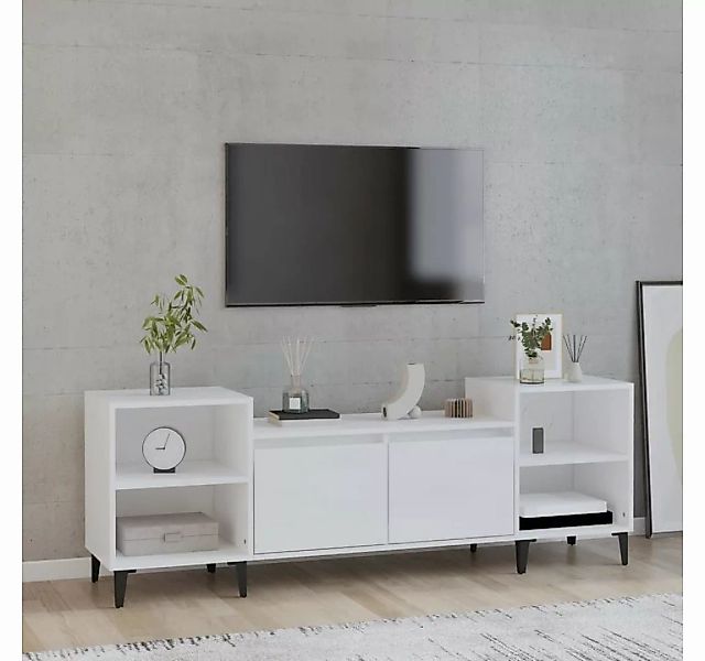 furnicato TV-Schrank Hochglanz-Weiß 160x35x55 cm Holzwerkstoff günstig online kaufen