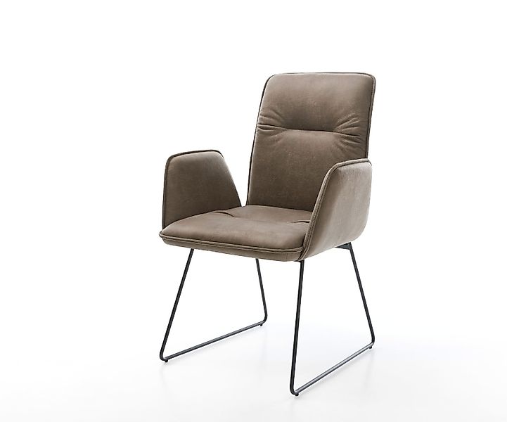 Esszimmerstuhl Vinja-Flex Mikrofaser Taupe Vintage Kufengestell Schwarz günstig online kaufen