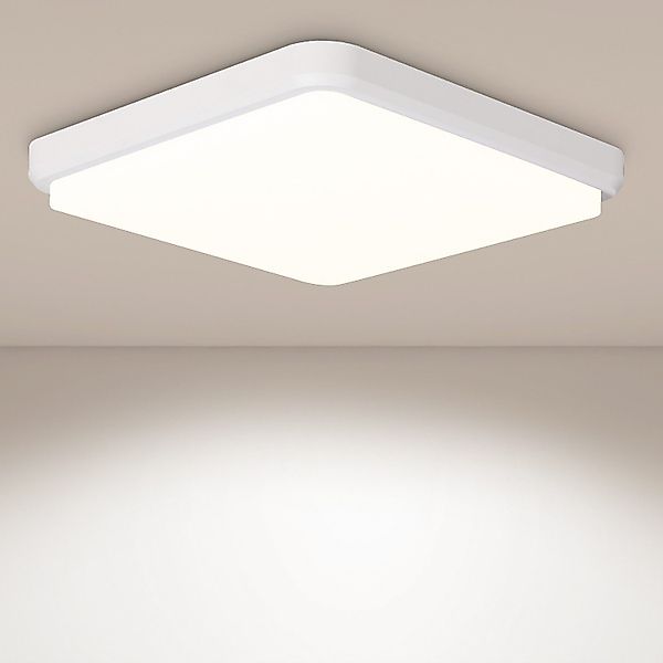 JDONG LED Deckenleuchte Flach Eckig/Rund/Holzolzoptik Deckenlampe, günstig online kaufen