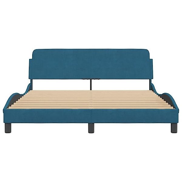 furnicato Bettgestell mit Kopfteil "Dover" Blau 160x200 cm Samt (1-tlg) günstig online kaufen