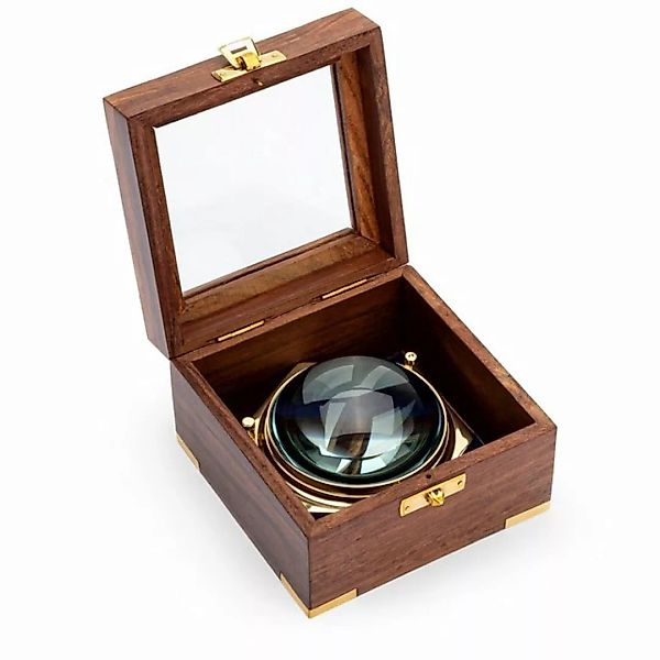 NKlaus Handlupe Maritim 10 cm Lupe aus Messing in der Holzbox mit Glasdecke günstig online kaufen