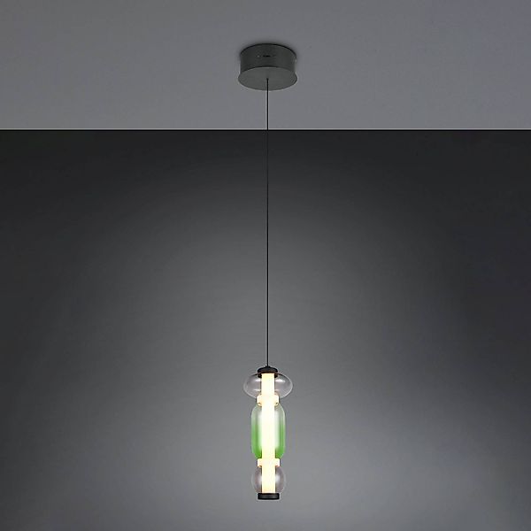 LED-Hängelampe Minerva, Ø 15 cm, bunt, Glas, CCT, Dimmer günstig online kaufen