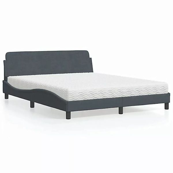 vidaXL Bett Bett mit Matratze Dunkelgrau 160x200 cm Samt günstig online kaufen