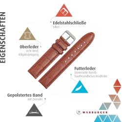 MARBURGER Uhrenarmband 20mm Leder Alligator Prägung günstig online kaufen