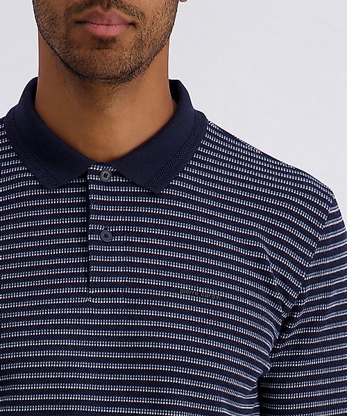 Pierre Cardin Langarm-Poloshirt Piqué Interlock im Streifendessin günstig online kaufen
