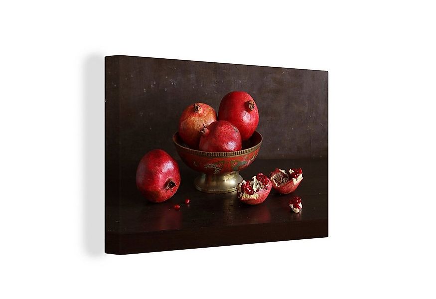 OneMillionCanvasses® Leinwandbild Obstschale - Granatapfel - Dekoration, Fo günstig online kaufen