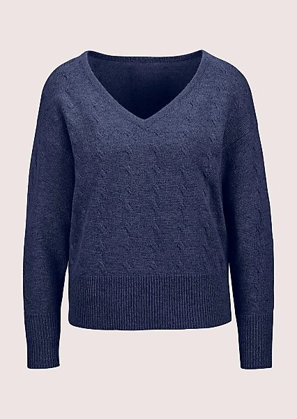 MADELEINE Longpullover "Pullover V-Pullover mit Zopfmuster" günstig online kaufen
