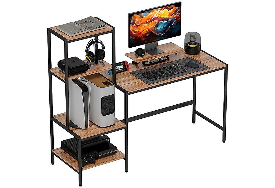 HOMCOM Computertisch Schreibtisch mit Monitorständer, CPU-Ständer, Druckera günstig online kaufen