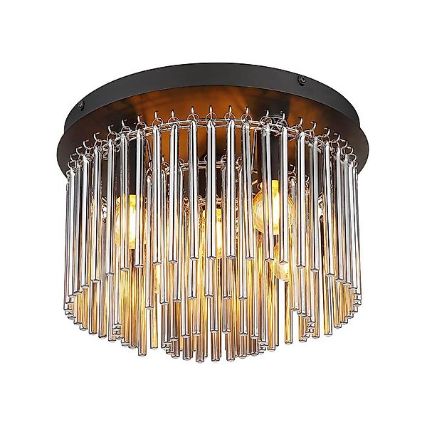 Deckenleuchte Gorley, schwarz/rauchgrau, Ø 32 cm Metall/Glas günstig online kaufen