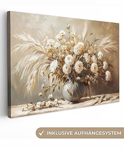 OneMillionCanvasses® Leinwandbild Blumen - Vase - Stilleben - Beige, Fotodr günstig online kaufen
