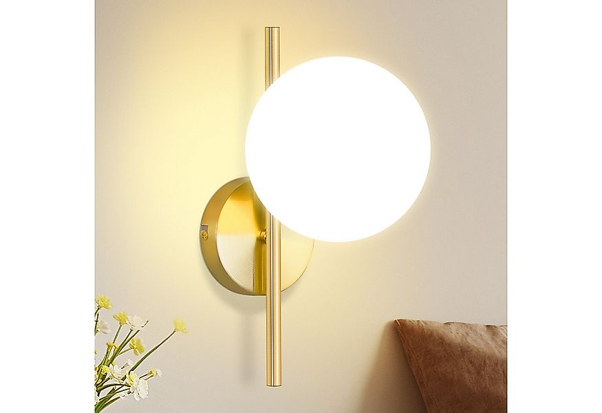 ZMH Wandleuchte Innen Modern Gold Wandlampe Glas Lampenschirm E27 Schlafzim günstig online kaufen