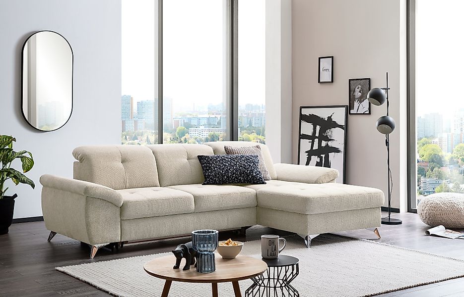 XDREAM Ecksofa Korfu, mit Schlaffunktion, Bettkasten günstig online kaufen