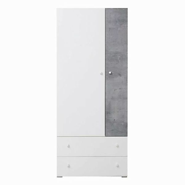 Lomadox Kleiderschrank SEATTLE-133 80cm breit, in Beton/weiß günstig online kaufen