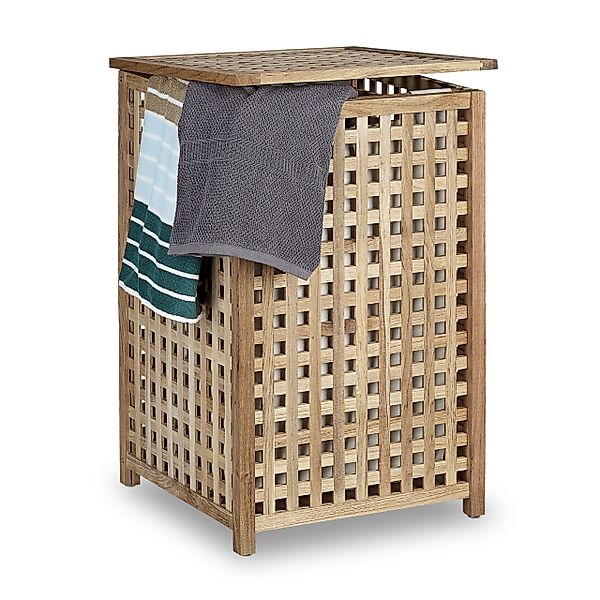 relaxdays Wäschekorb Wäschesammler Walnuss günstig online kaufen