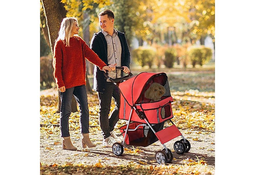 PawHut Hundebuggy Haustierbuggy, faltbar, mit Korb, Becherhalter, (Hundebug günstig online kaufen