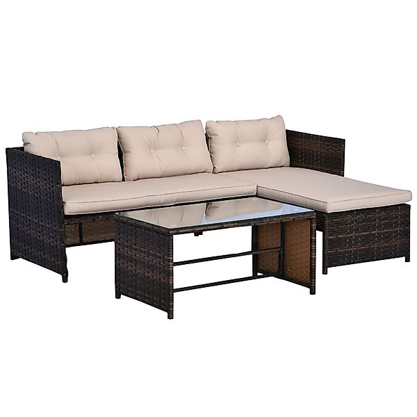 Outsunny Gartenmöbelset 2 Stück 4-Sitzer-Ecksofa + Couchtisch mit gehärtete günstig online kaufen