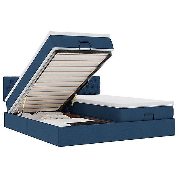 vidaXL Bett Ottoman-Bett mit Matratzen Blau 180x200 cm Stoff günstig online kaufen