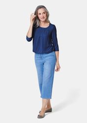 GOLDNER Kurzarmbluse Kurzgröße: Chiffon-Shirt mit 3/4-Arm, günstig online kaufen