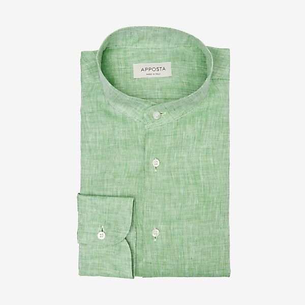 Hemd  einfarbig  grün leinen zefir italian leinen, kragenform  stehkragen günstig online kaufen