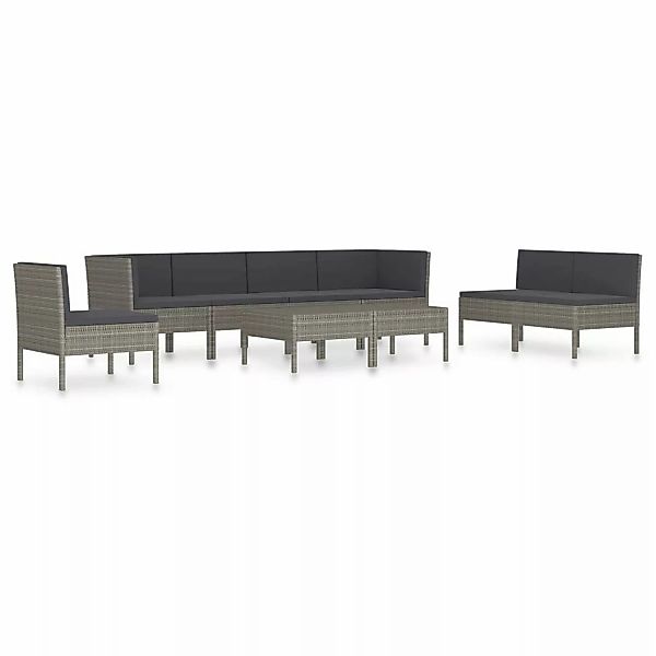 9-tlg. Garten-lounge-set Mit Auflagen Poly Rattan Grau günstig online kaufen