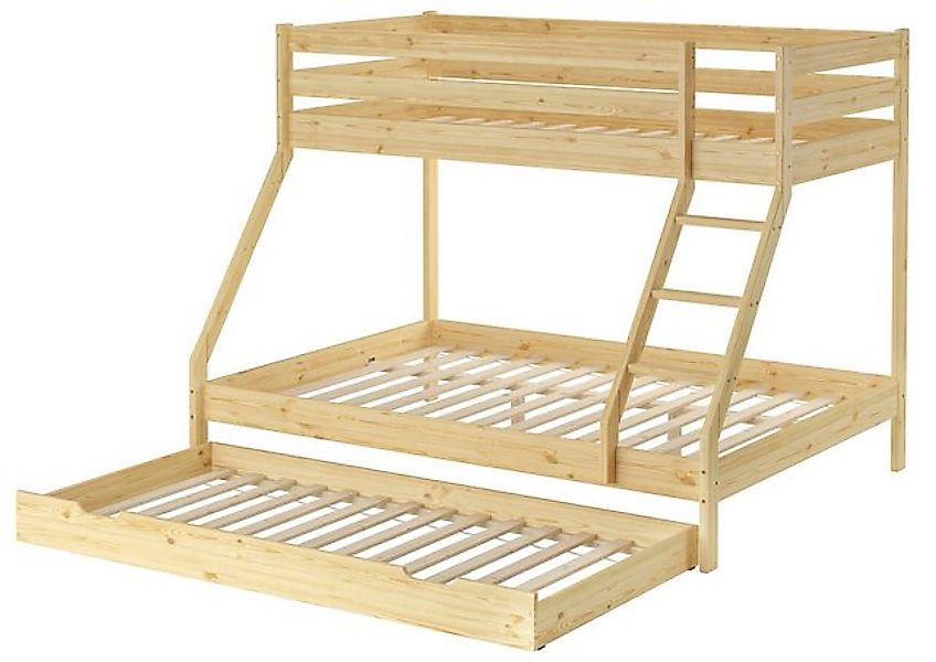 ERST-HOLZ Etagenbett Doppel-Etagenbett 90 x 200 / 140 x 200 Kiefer Masssivh günstig online kaufen