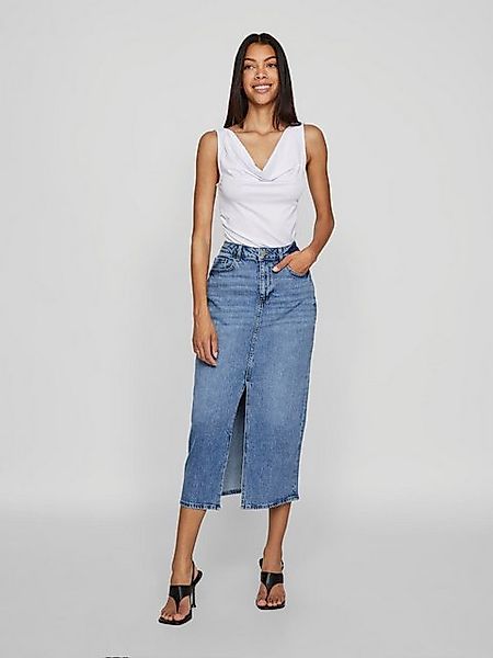 Vila Sommerrock Midi hohe Taille Frontschlitz Regular Fit VIJAF HW MIDI DEN günstig online kaufen