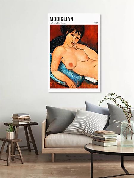 Poster / Leinwandbild - Nude On A Blue Cushion By Modigliani günstig online kaufen