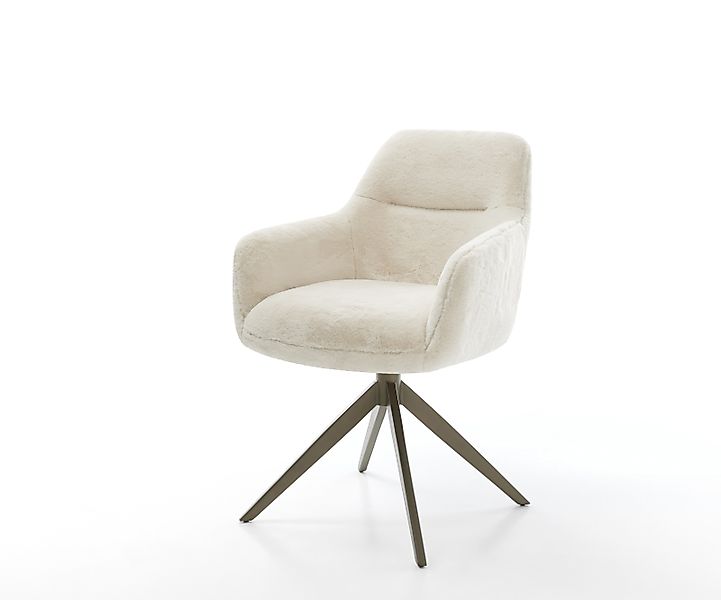 Drehstuhl Pejo-Flex Plüsch Creme-Weiß Kreuzgestell breit Effektfinish Titan günstig online kaufen