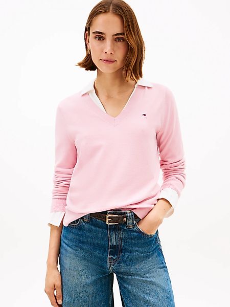 Tommy Hilfiger V-Ausschnitt-Pullover "CO JERSEY STITCH V-NK SWEATER mit V-A günstig online kaufen