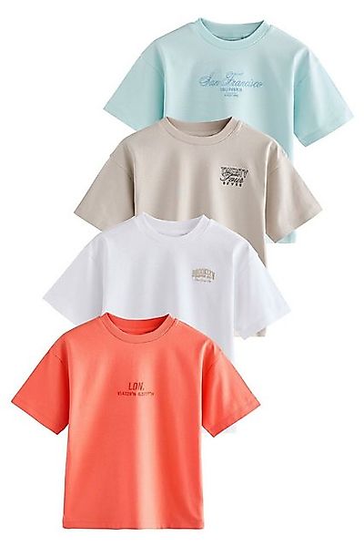 Next T-Shirt 4er-Pack Relaxed Fit T-Shirts mit Stickerei (4-tlg) günstig online kaufen
