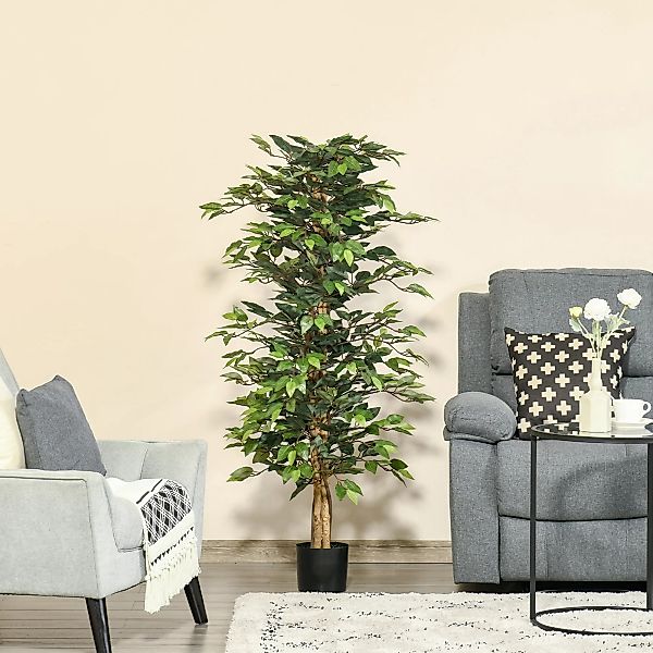 HOMCOM künstlicher Ficus-Baum Dekorative Kunstpflanze 150 cm für Innen und günstig online kaufen