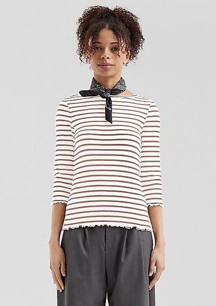 QS 3/4-Arm-Shirt T-Shirt Ringelshirt mit Rippstruktur günstig online kaufen