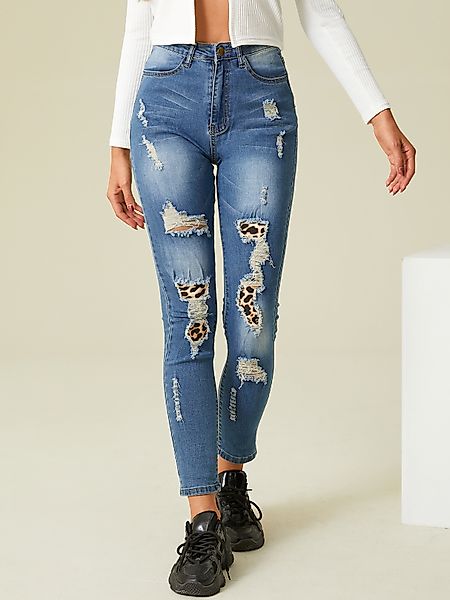 Zufällige zerrissene Details Nähende Jeans günstig online kaufen