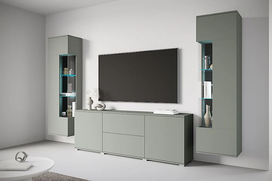 INOSIGN Wohnwand "KENIA", (Komplett-Set, 3 St.), Vitrinen mit Eckverglasung günstig online kaufen