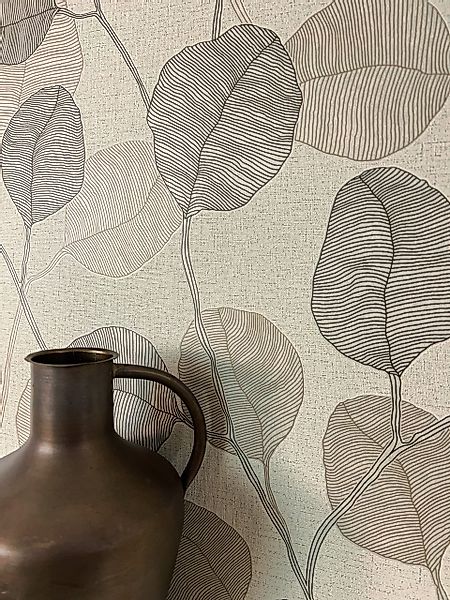 Newroom Vliestapete, Braun Tapete Floral Blätter günstig online kaufen