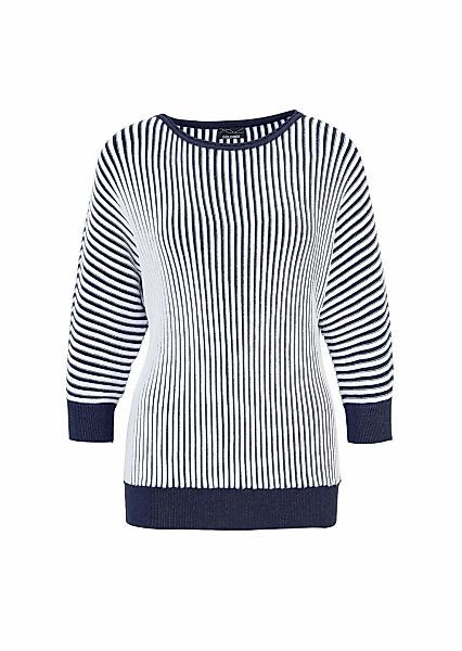 GOLDNER Rundhalspullover "Kurzgröße Baumwollmix mit Fledermausärmeln und Ri günstig online kaufen