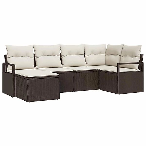 vidaXL Garten-Sofa-Set 6-Tlg Braun Poly Rattan 3346448 günstig online kaufen
