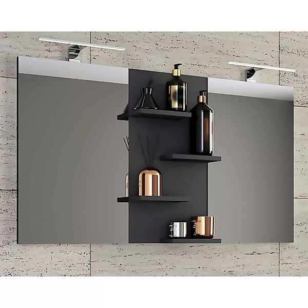 Badezimmerspiegel modern in Schwarz optional mit Aufbauleuchten günstig online kaufen
