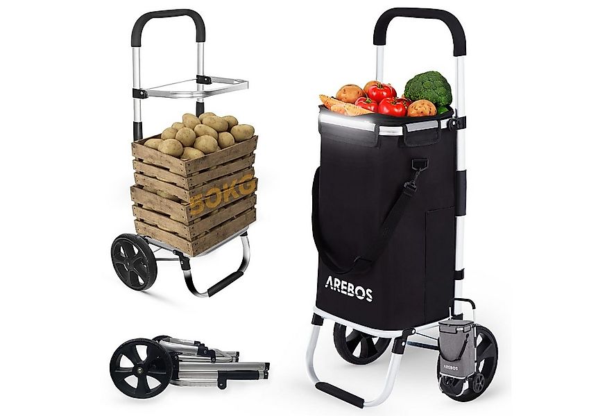 Arebos Einkaufstrolley 3-in-1 mit Kühlfach, klappbar 50 L & Tragkraft 50 kg günstig online kaufen