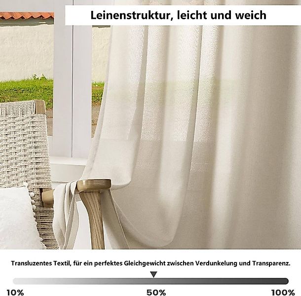 Woltu Gardine (2 St), Ösen, halbtransparent, Vorhänge Leinenoptik günstig online kaufen