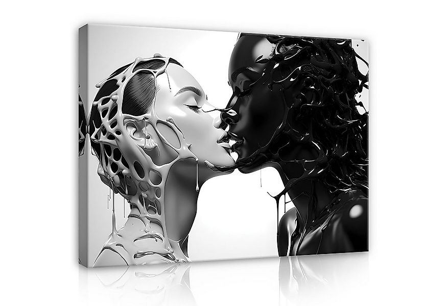 Wallarena Leinwandbild Frau Schwarz Kunst Abstraktion Wandbild XXL Leinwand günstig online kaufen
